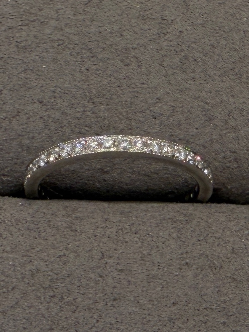 Pave Natural Diamond 18K White Gold Eternity Ring Size 6